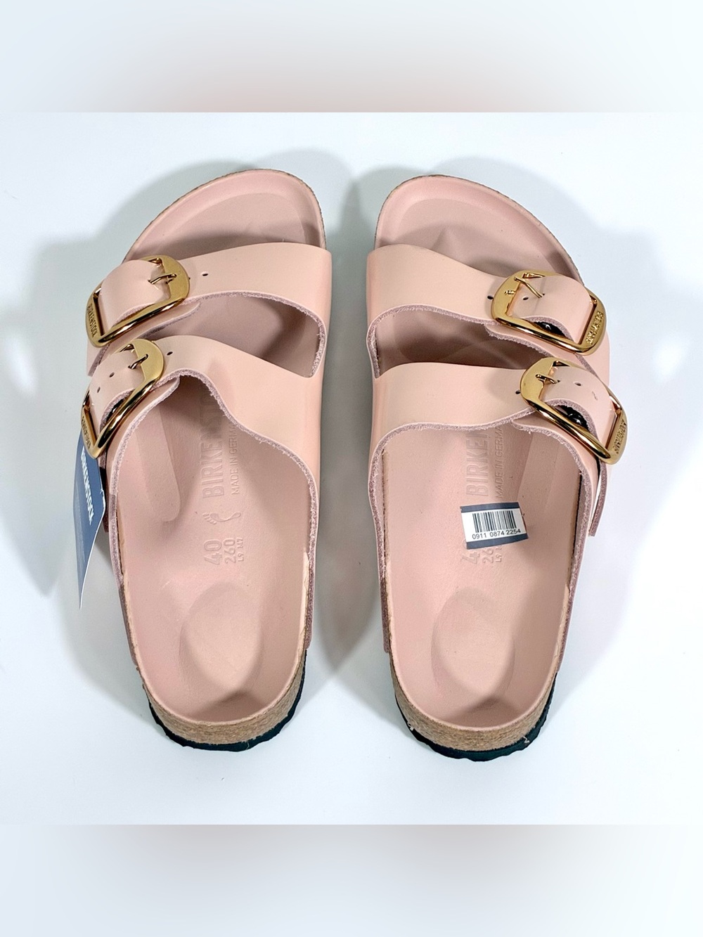 *SOLD* Birkenstock Arizona Big Buckle Natural Leather Patent High Shine - Picture 10 of 17